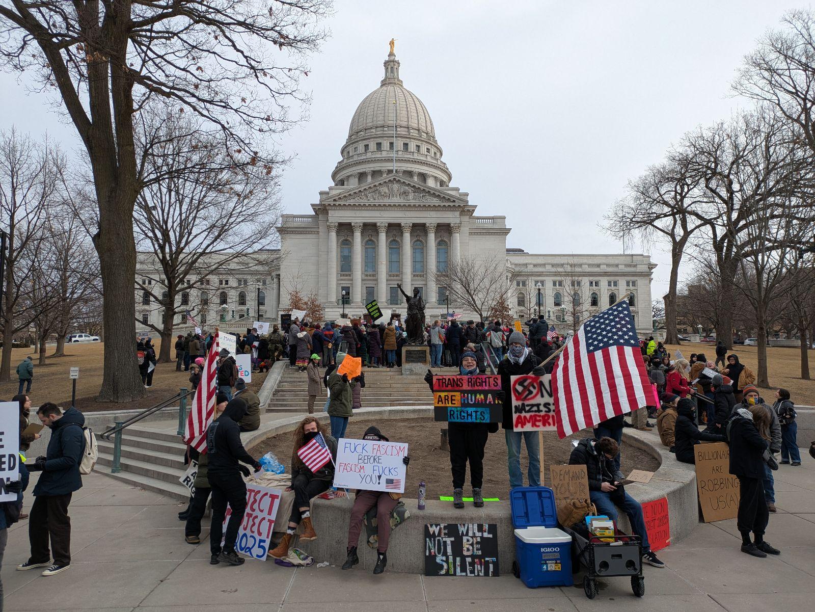 Protesters Gather At State Capitol Against Trump Policies