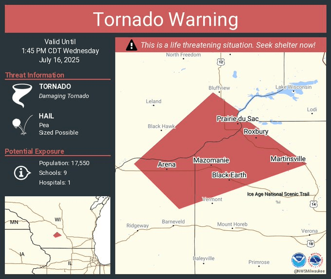 Considerable Tornado Warning in Iowa County