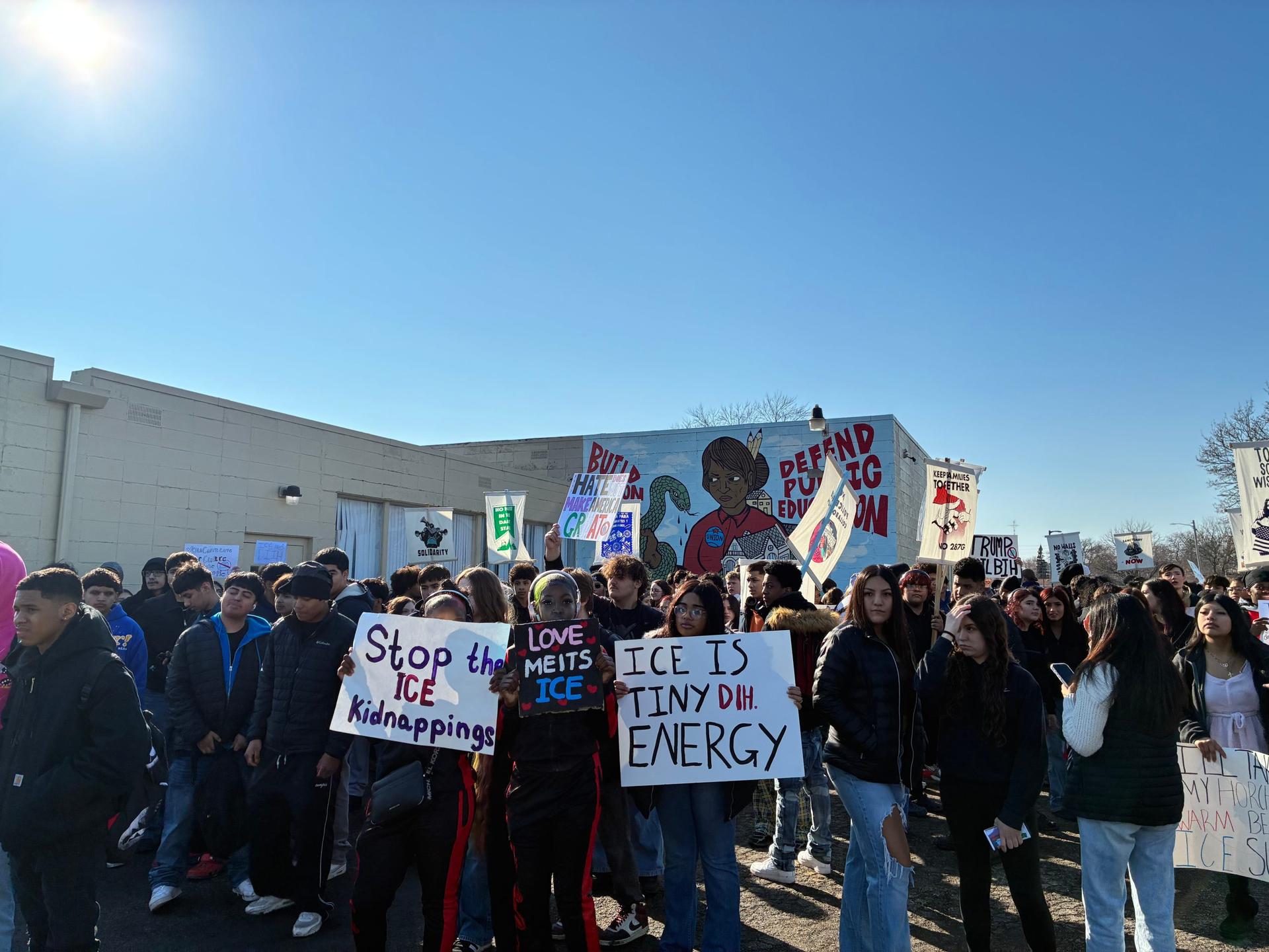 Horlick High School students protest against ICE, saying immigrants add value to the community | Racine County Eye