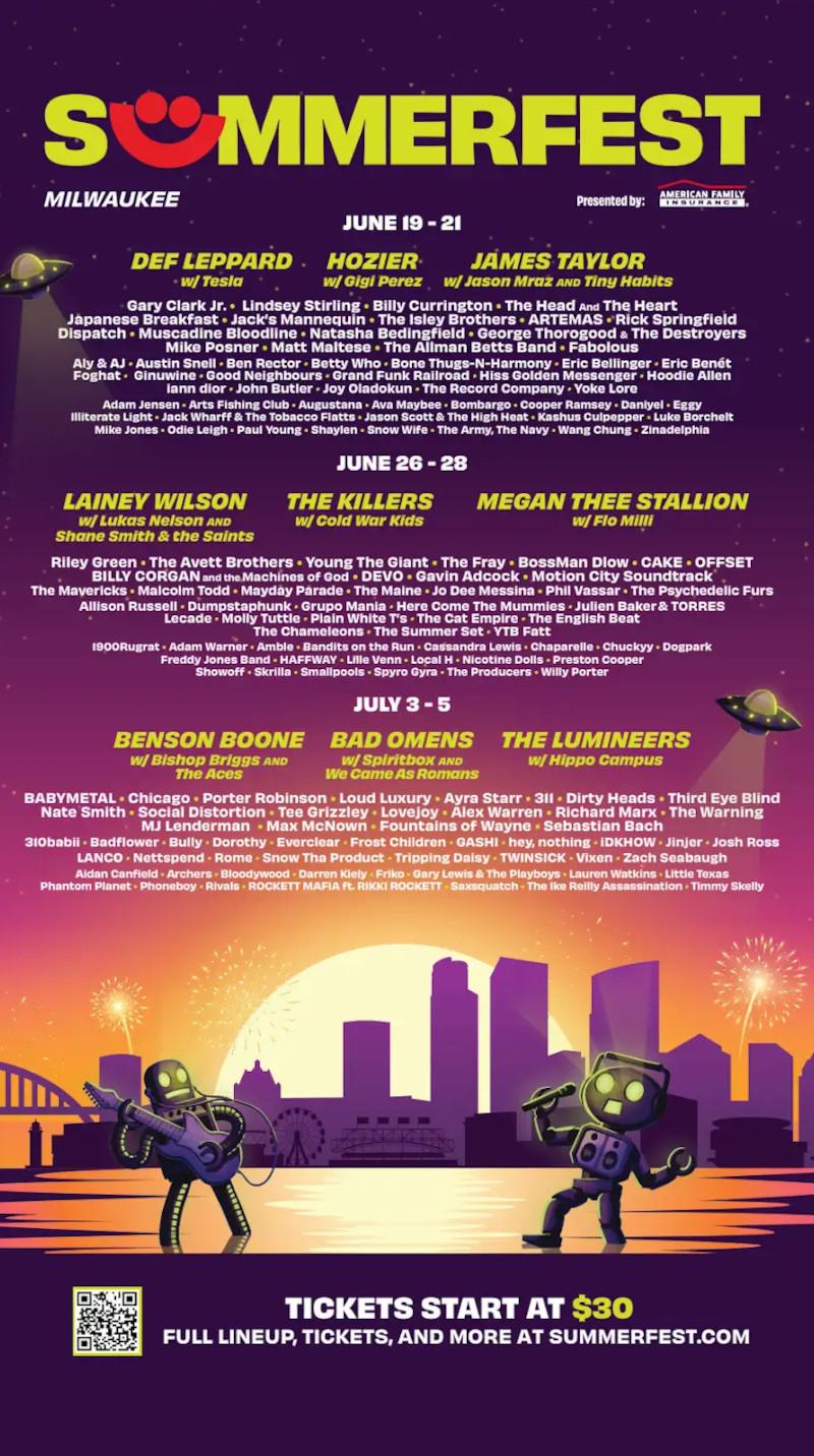 Summerfest 2025 Artist Lineup – June 19-21, June 26-28, July 3-5