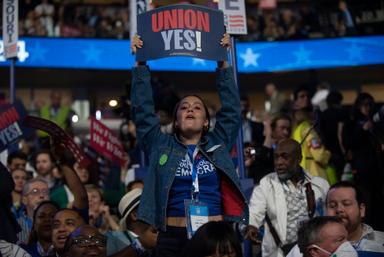 August 19, 2024 – Chicago, Illinois: The crowd filled the United Center the first night of the Democratic National Convention.