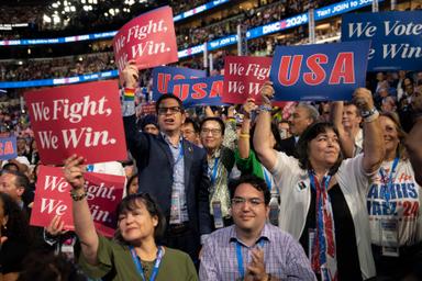 August 19, 2024 – Chicago, Illinois: The crowd on the first night of the Democratic National Convention.