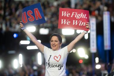 August 19, 2024 – Chicago, Illinois: The crowd on the first night of the Democratic National Convention.