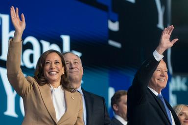 August 19, 2024 – Chicago, Illinois: Vice President Kamala Harris and President Joe Biden after President Biden’s speech on the first night of the Democratic National Convention.