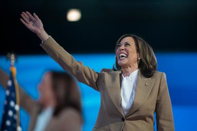 August 19, 2024 – Chicago, Illinois: Democratic nominee Kamala Harris made a surprise speech on the first night of the Democratic National Convention.