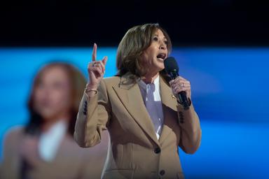August 19, 2024 – Chicago, Illinois: Democratic nominee Kamala Harris made a surprise speech on the first night of the Democratic National Convention.