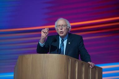 August 20, 2024 – Chicago, Illinois: Vermont Senator Bernie Sanders speaks on the second night of the Democratic National Convention in Chicago.