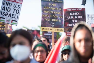 August 21, 2024 – Chicago, Illinois: A demonstration at Union Park about a half mile from the United Center.