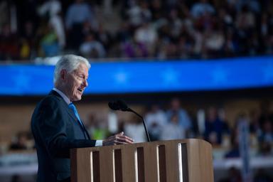 August 21, 2024 – Chicago, Illinois: Former President Bill Clinton speaks at the Democratic National Convention in Chicago.