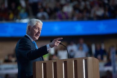 August 21, 2024 – Chicago, Illinois: Former President Bill Clinton speaks at the Democratic National Convention in Chicago.