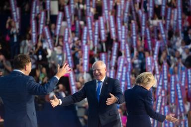 August 21, 2024 – Chicago, Illinois: Governor of Minnesota and Vice President nominee Tim Walz speaks at the Democratic National Convention.