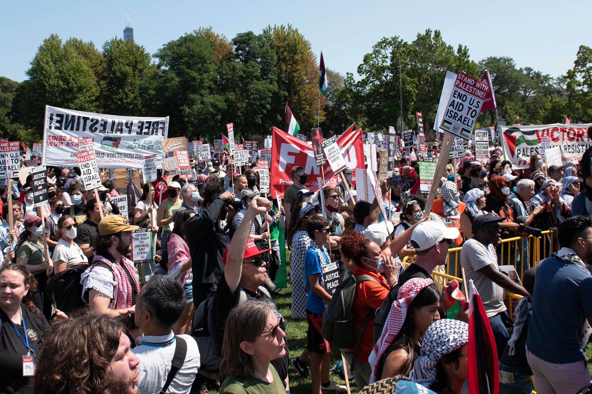 August 19, 2024 – Chicago, Illinois: The rally at Union Park in Chicago before the March on the DNC 2024.