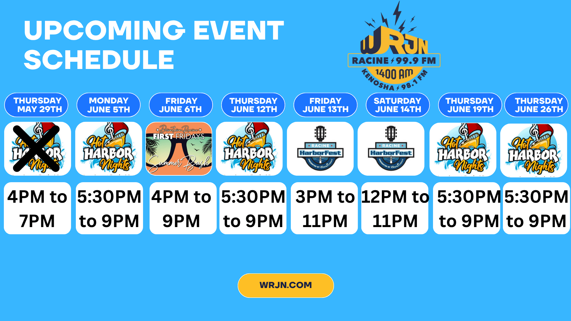 WRJN’s Event Schedule This Week