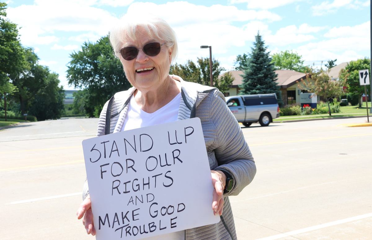 Protest sign Tom Tiffany Good Trouble