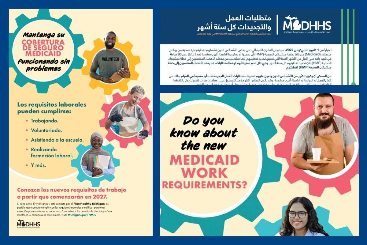 two colorful graphics on Medicaid