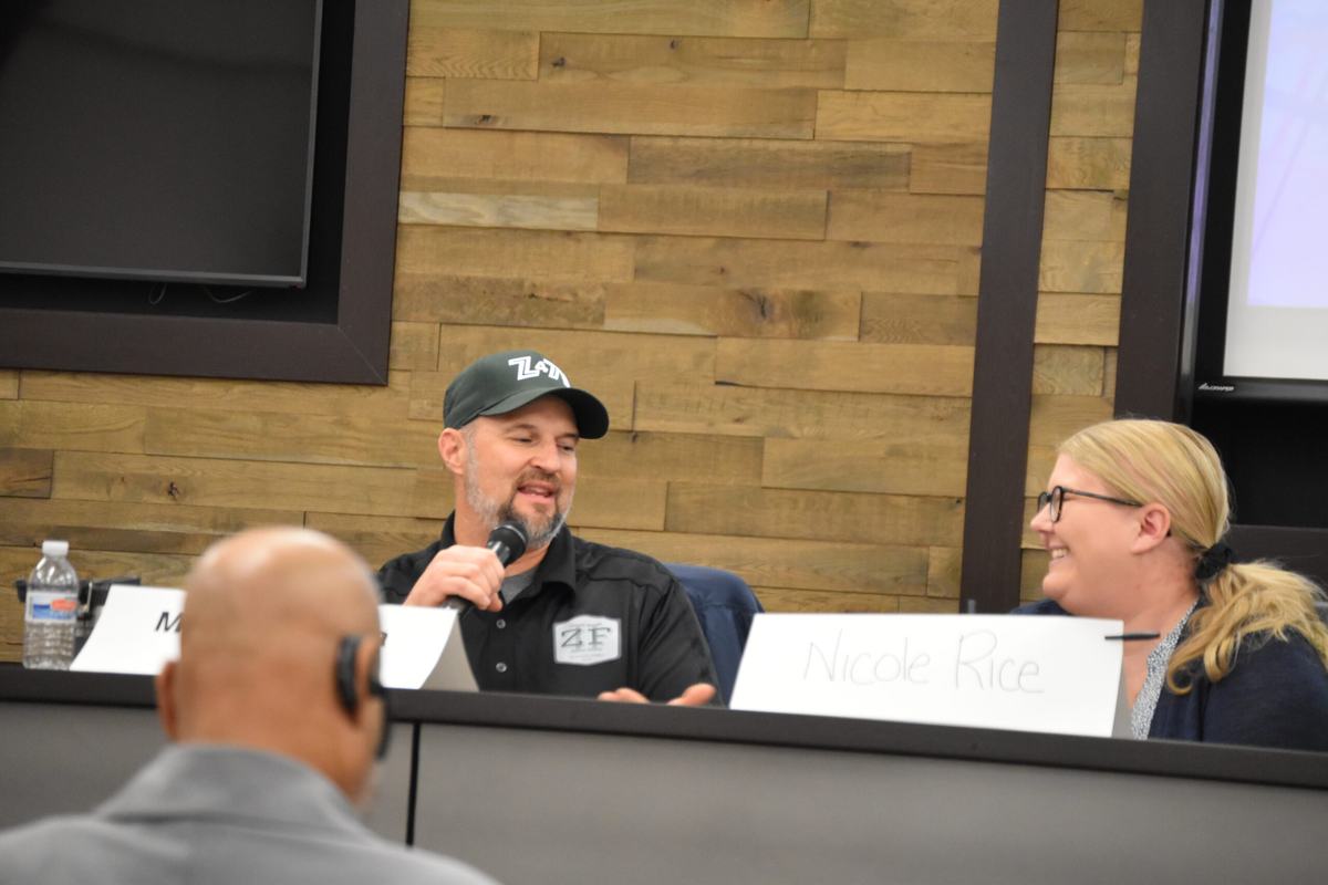 Mark Zacharda, a local farmer, and Nicole Rice, a laid-off NOAA employee, discuss the impacts of federal government policies