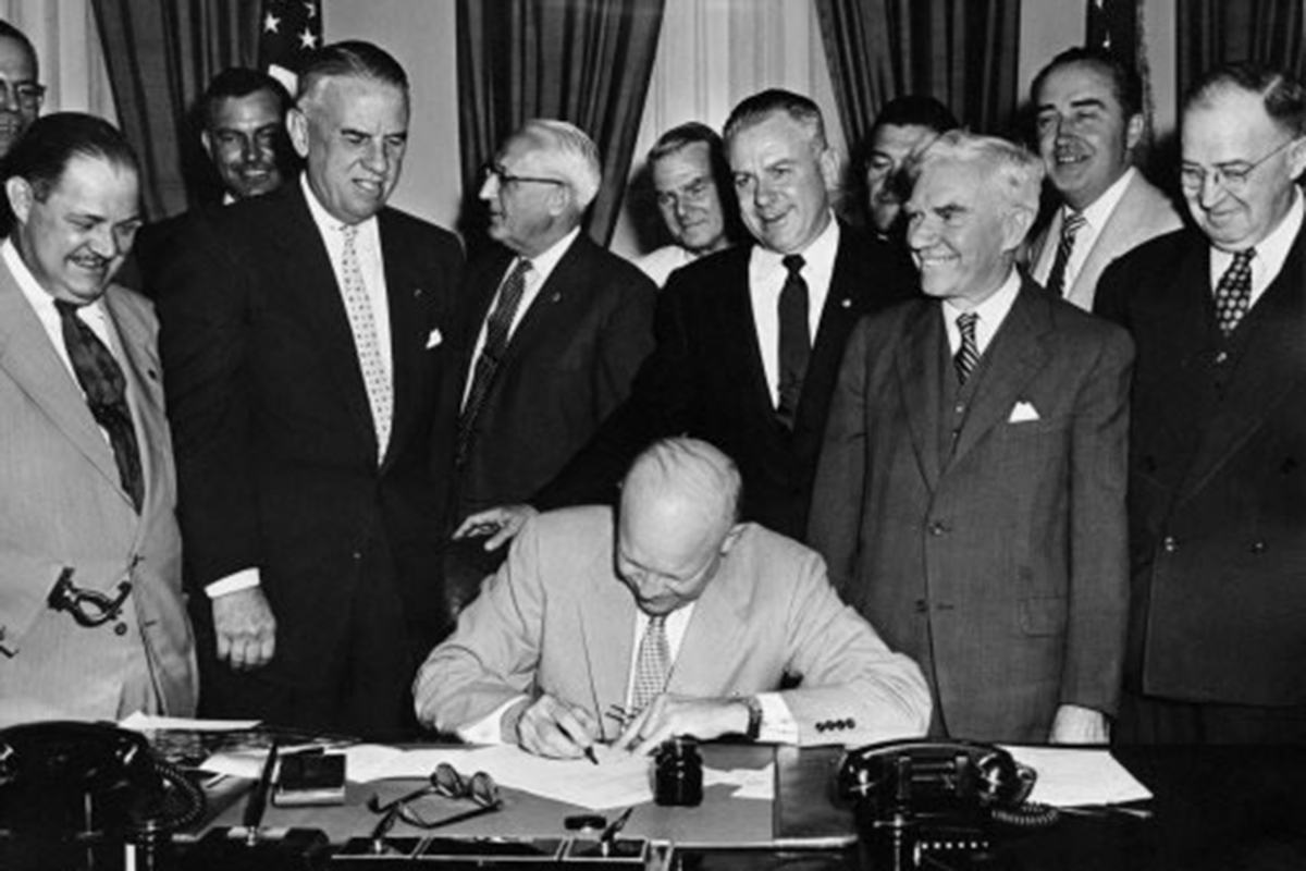 Eisenhower signs bill for Veterans Day