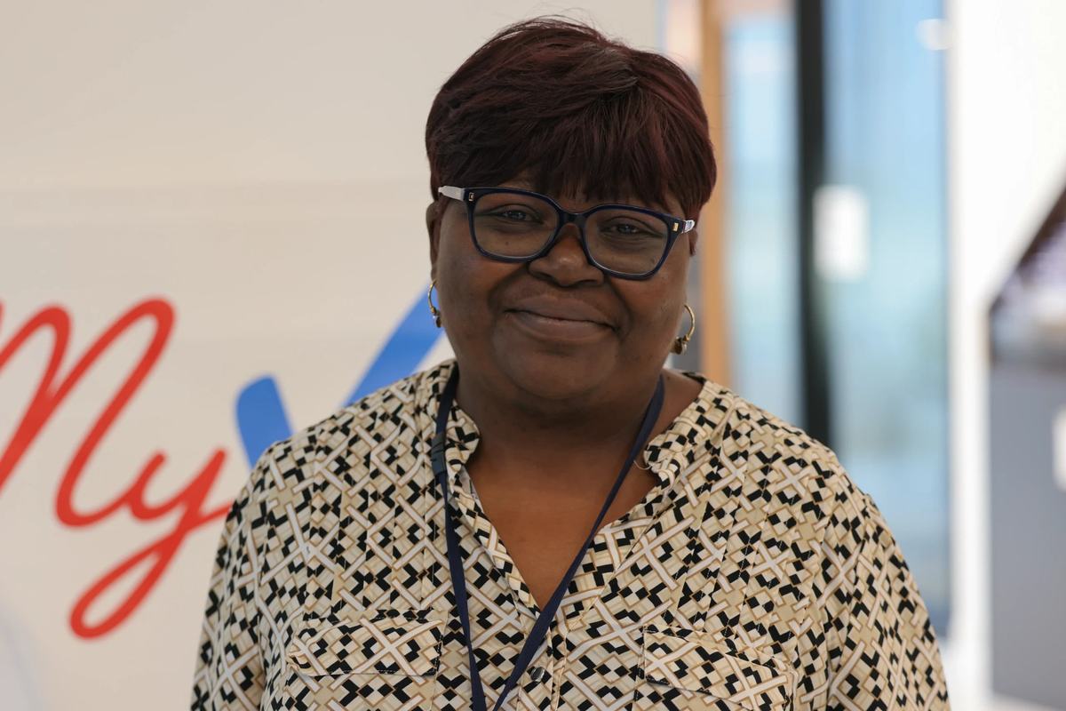 Bridgette Nathan poses for a portrait. (Photo by Jonathan Aguilar / Milwaukee Neighborhood News Service / CatchLight Local)