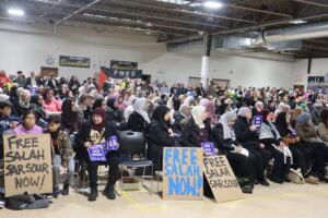 Community members call for the release of Salah Sarsour. (Photo by Isiah Holmes/Wisconsin Examiner)