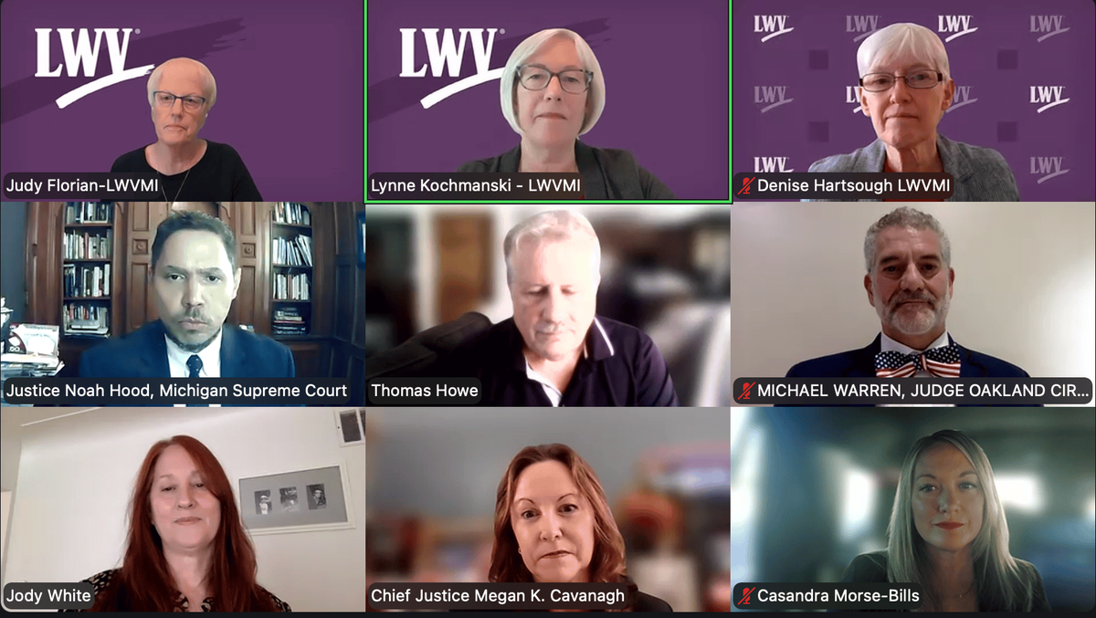 All six Michigan Supreme Court candidates on the November ballot participated in a Sept. 22 forum hosted by the League of Women Voters of Michigan. (Screenshot)