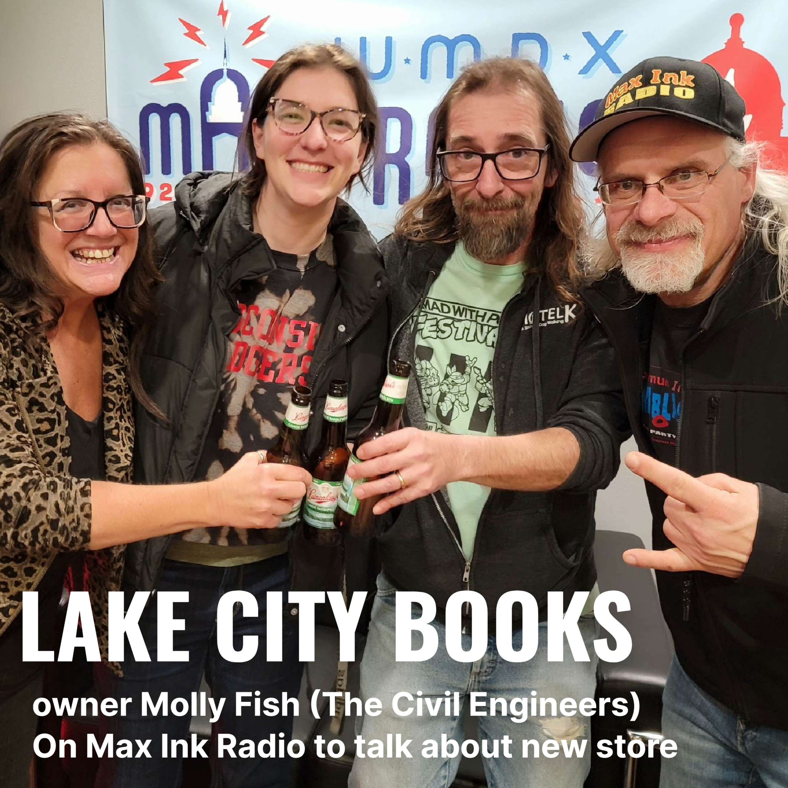 Molly Fish of Lake City Books with the Max Ink Radio crew