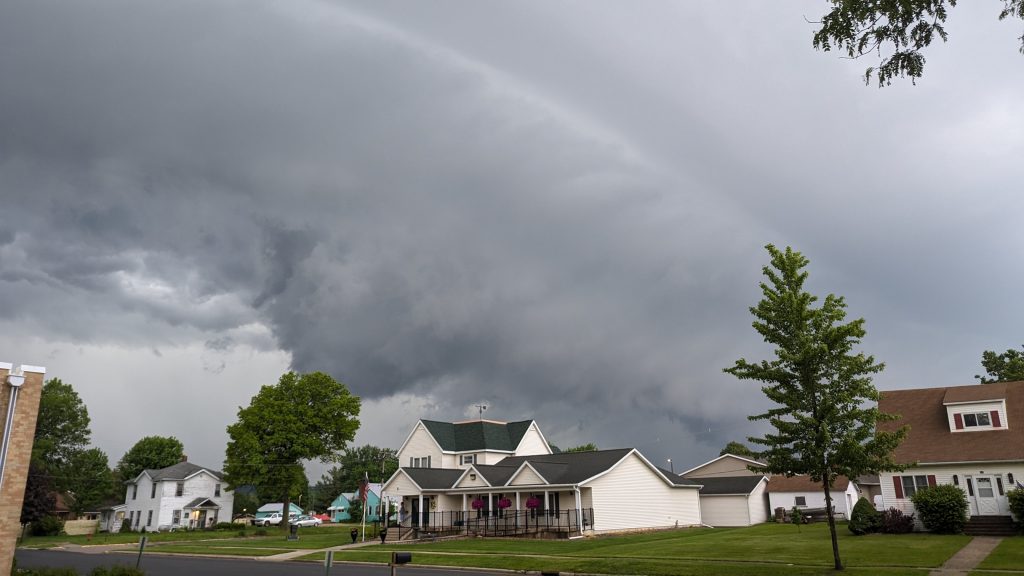 A storm cell moves through on May 21, 2024 in southwestern Wisconsin. The storm system knocked out power for tens of thousands of people in Wisconsin.