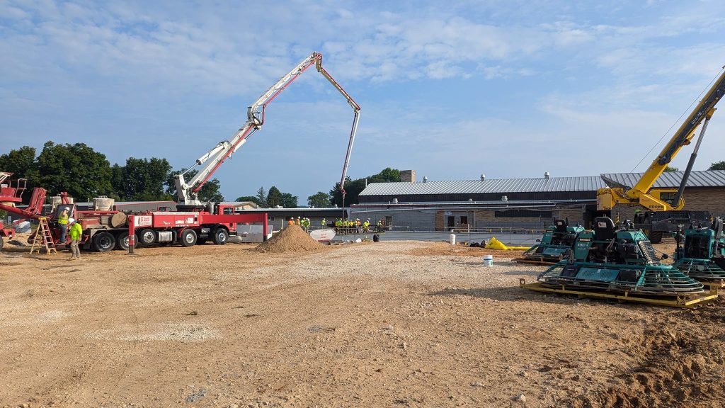 Construction work at Boscobel's new school additions on July 11, 2024.