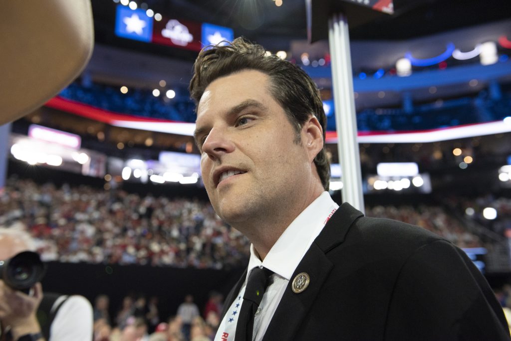 July 16, 2024 – Milwaukee, Wisconsin: Representative Matt Gaetz on the floor at the 2024 Republican National Convention.