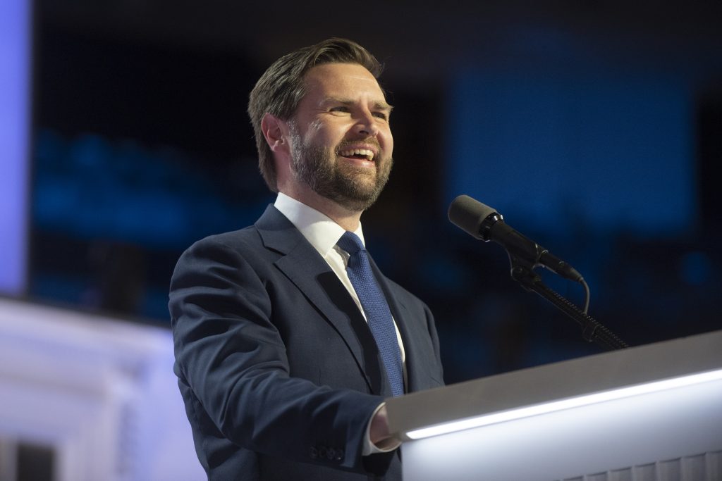 July 17, 2024 – Milwaukee, Wisconsin: Vice President Nominee Senator JD Vance speaks at the Republican National Convention.