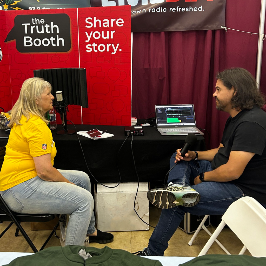 Jorge Reyna operates the Truth Booth in the Brown County Fair, August 2023