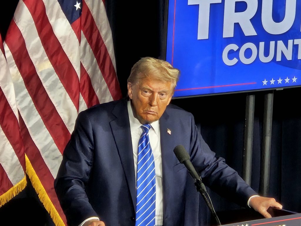 Former President Donald Trump at Discovery World in Milwaukee.