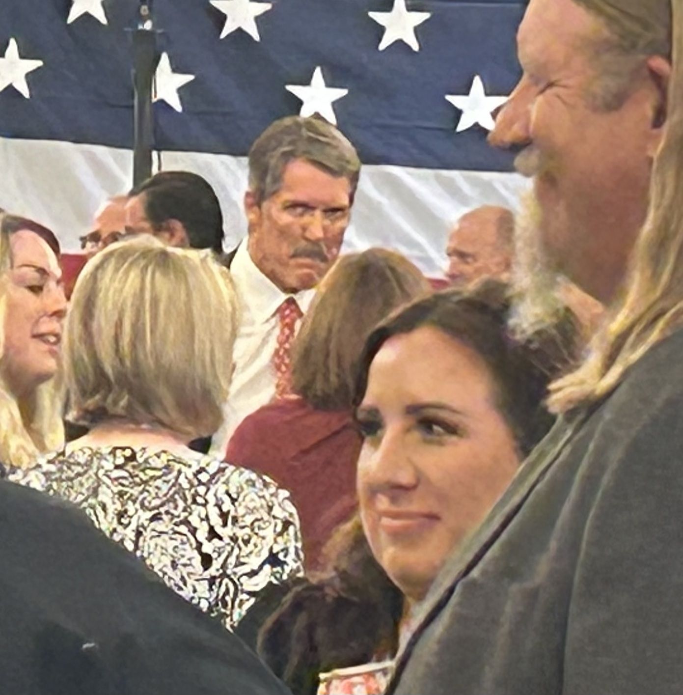 Republican Senate Candidate Eric Hovde is chatting with supporters at his campaign party in Madison, Wisconsin.
NOTE : 57% of the vote is in. No clear winner in this Hovde / Senator Tammy Baldwin race.