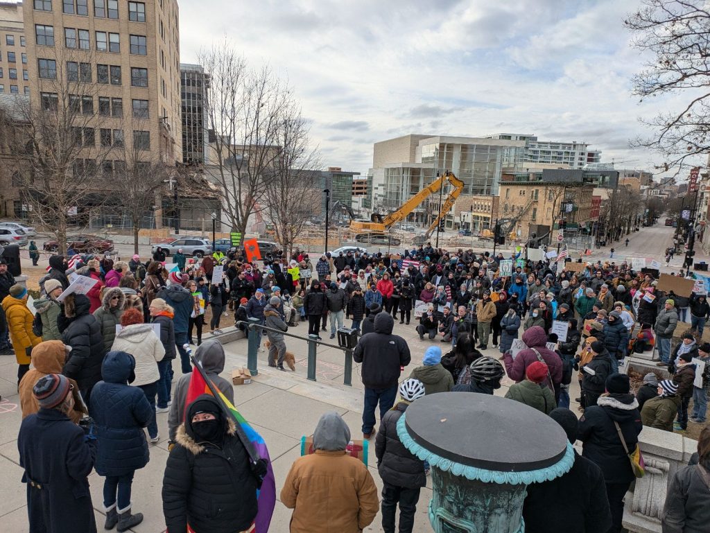 Protest at state Capitol in Madison.