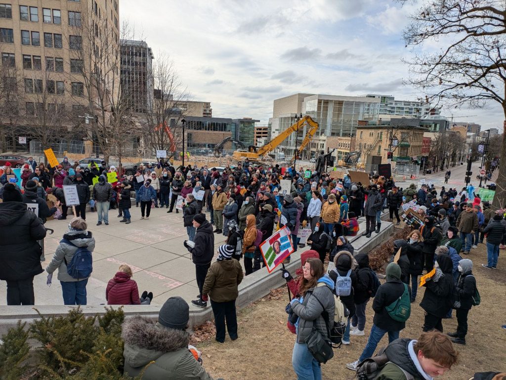 Protest at state Capitol in Madison.