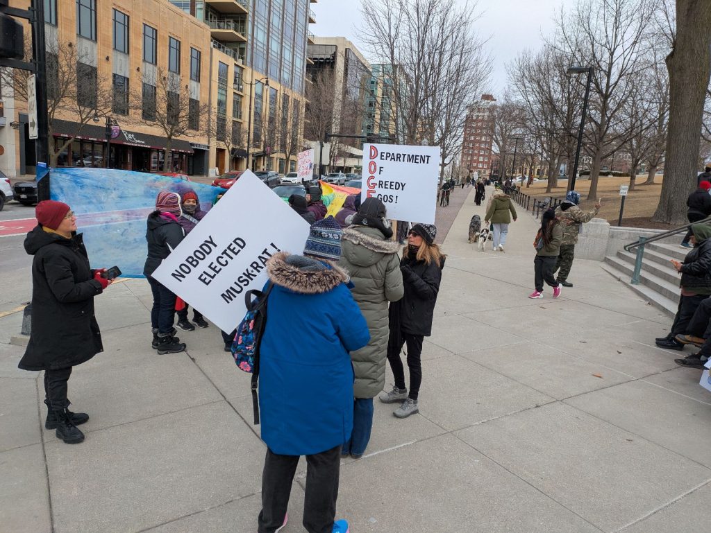 Protest at state Capitol in Madison.