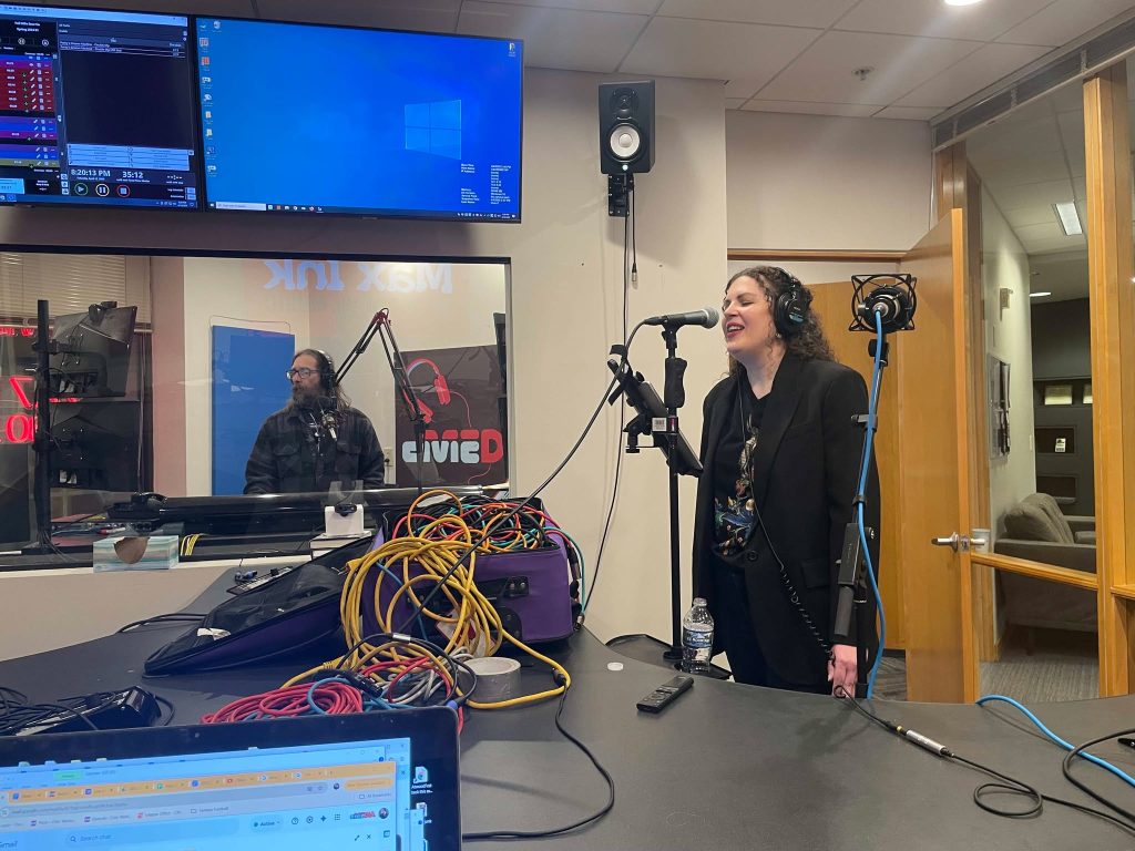 Marisa Balistreri with Jimmy K in the control room