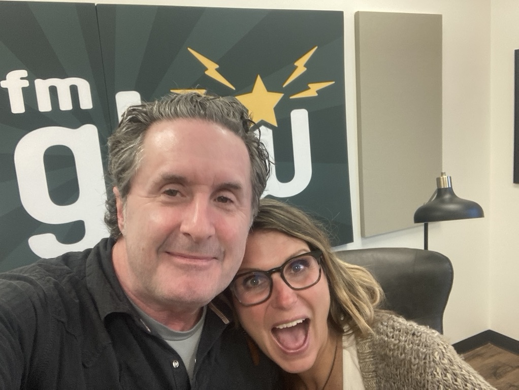 Picture of Pete Schwaba posing with Dr. Kristin Lyerly in WGBW studio