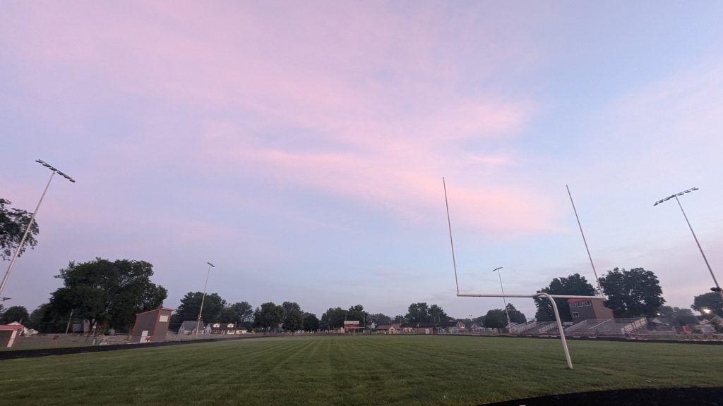 A high school football field in Boscobel, Wis. in 2025.