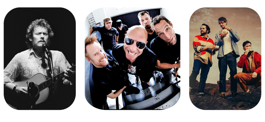 Image of musicians Gordon Lightfood, the Headstones, and The Longest Johns.