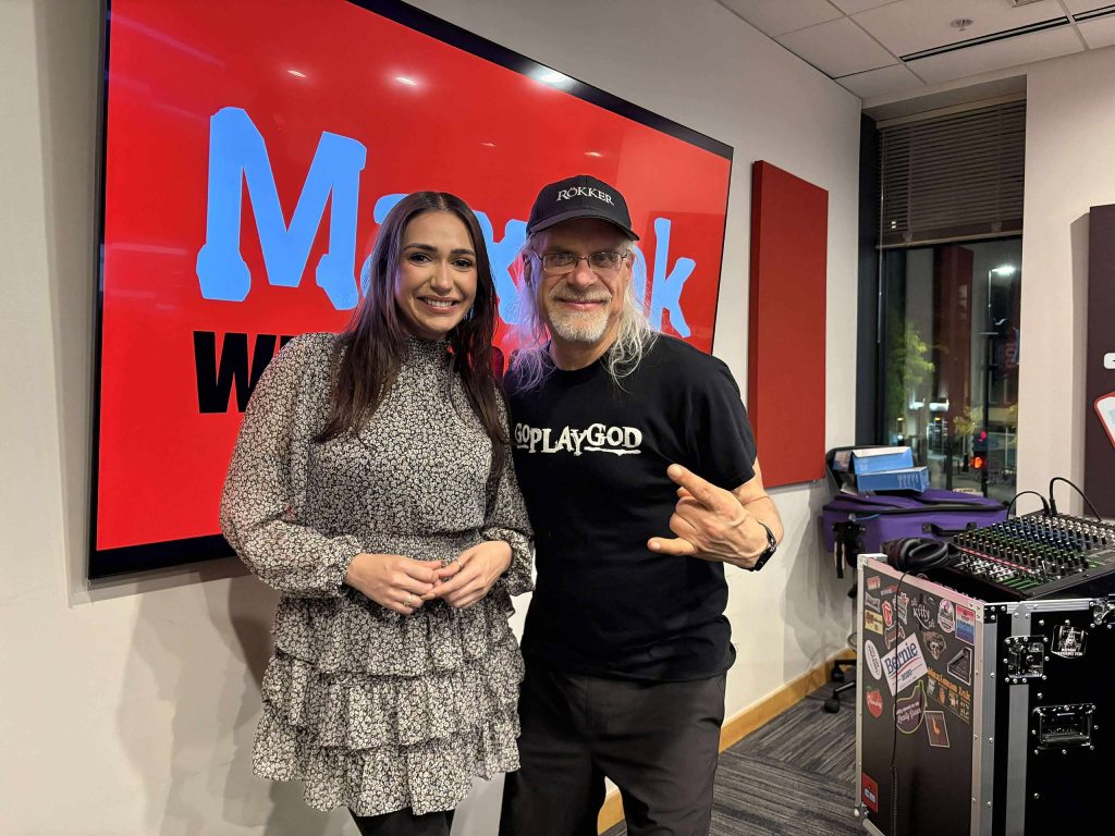 Channel 27 Newsteam reporter Renee Aldana, Rökker in the WMDX Studio in Madison