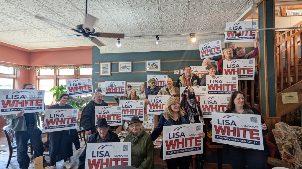Lisa White campaign stop February 2, 2026.