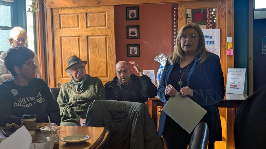 Lisa White campaign stop February 2, 2026.