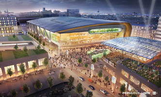 A rendering of the new arena, by Populous Architecture.